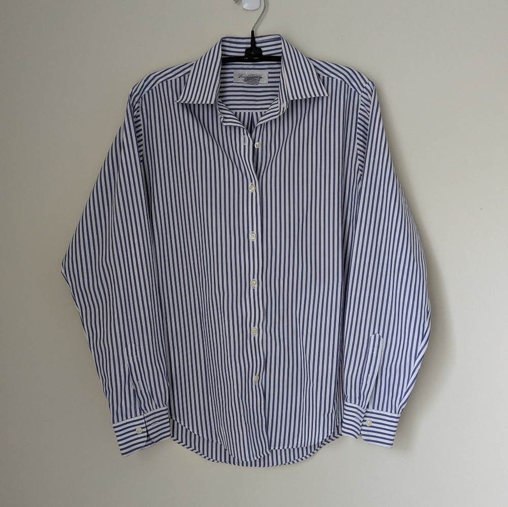 Brooks Brothers Blue Stripe Button Up Shirt Size 8